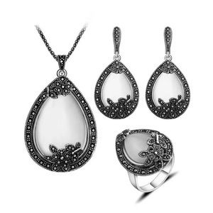 925 silver.White Opal stone jewelry set micro pave